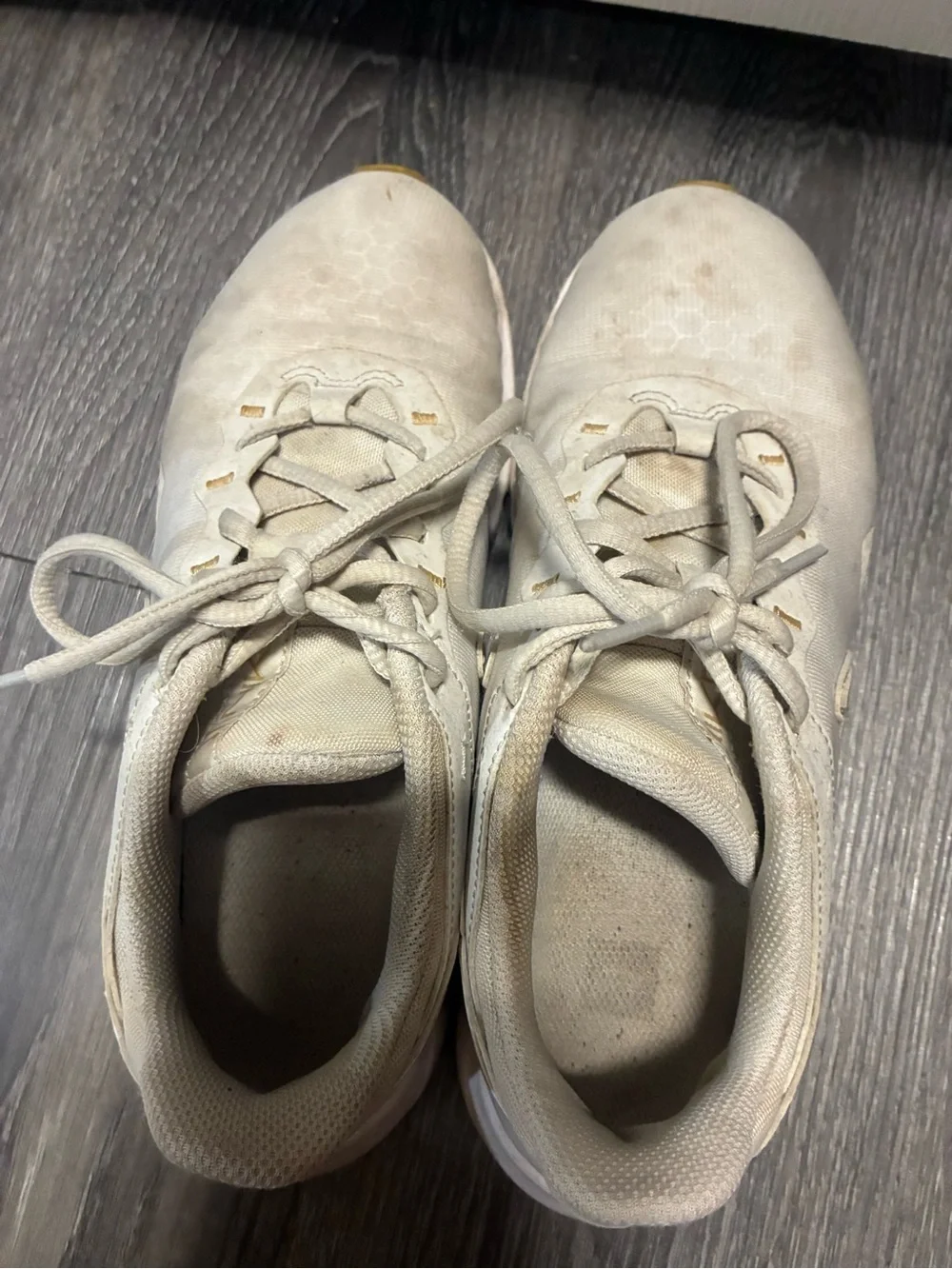 Nike Off-White Athletic Sneakers with Yellow Highlights